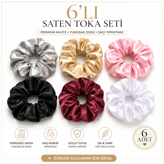 6'Lı Gökkuşağı Seti Saten Simit Toka