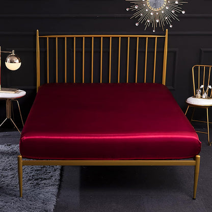 Tek Kişilik ipek DOKULU Saten Çarşaf 6 RENK 90X190CM GÜZELLİK CİLT ONARICI ÇARŞAF ULTRA LÜKS YUMUŞAK UYKU